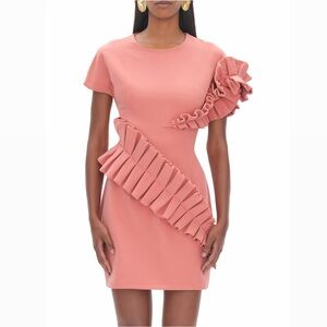 Andrea Iyamah Safia Mini Dress in Peach Rose size small